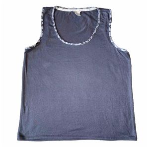 Lucky Brand Gray Animal Leopard Print Trim Knit Tank Top Women Size XXL